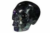 Realistic, Carved Green & Purple Fluorite Skull #151230-2